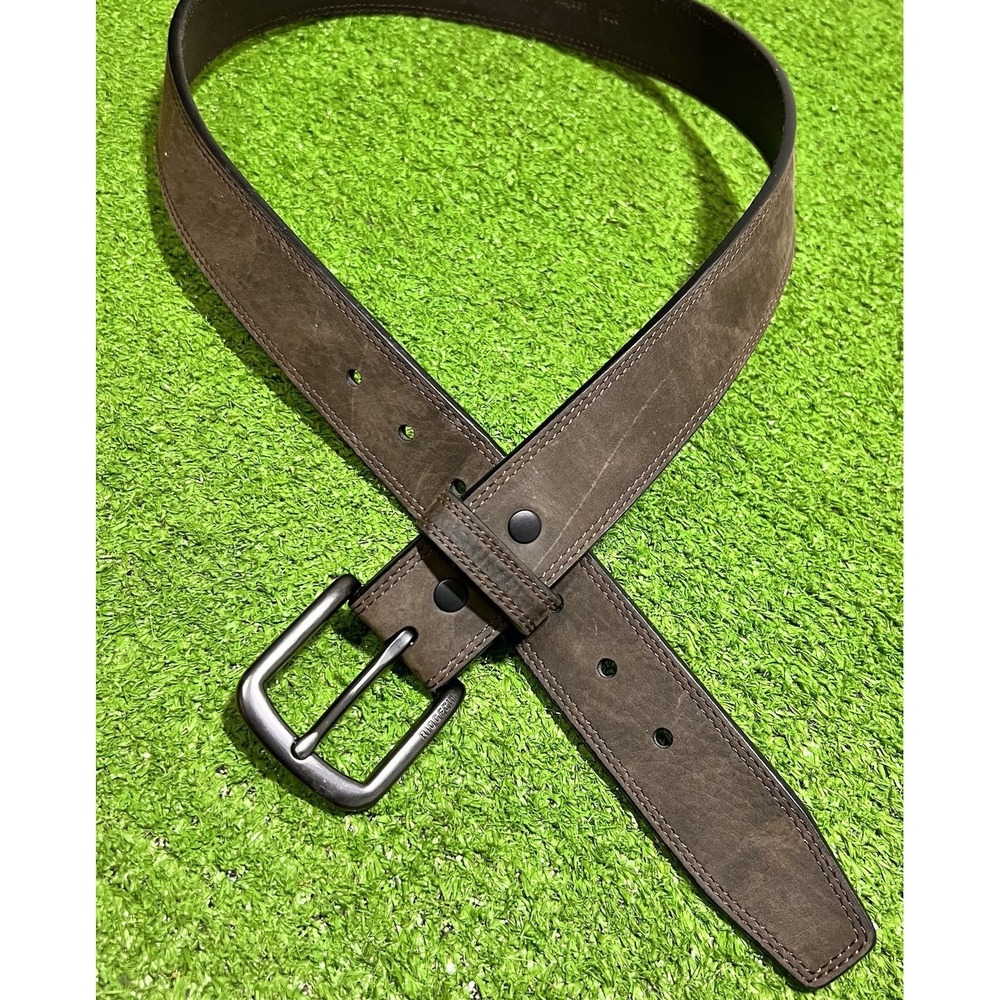 Ridgecut Chocolate Brown Leather Belt Med (34-36) Rugged Double Needle EUC